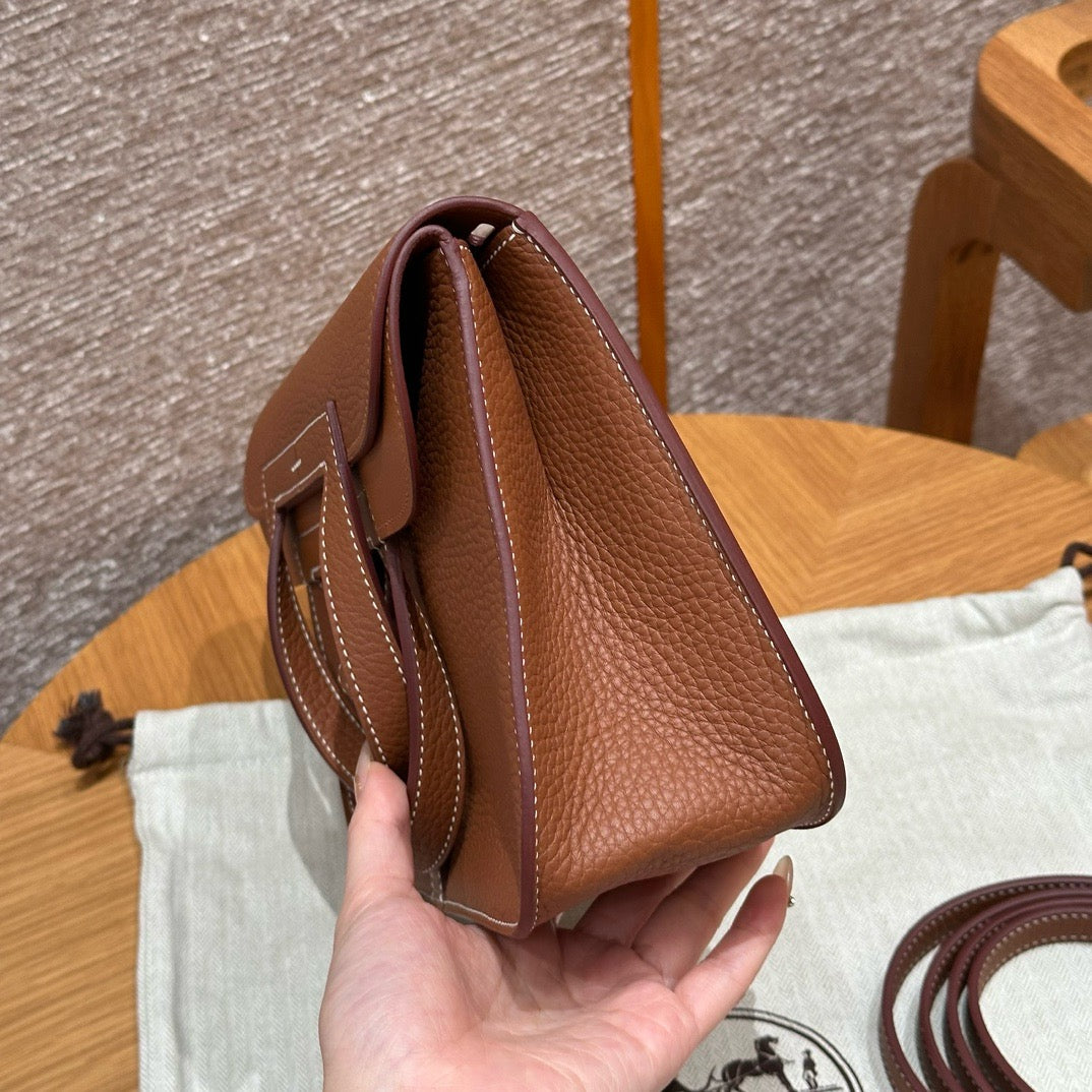 HERMES Halzan 25 金棕色 金扣 Gold TC