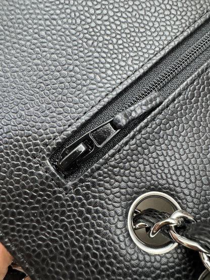 CHANEL CF25 Medium 黑銀牛