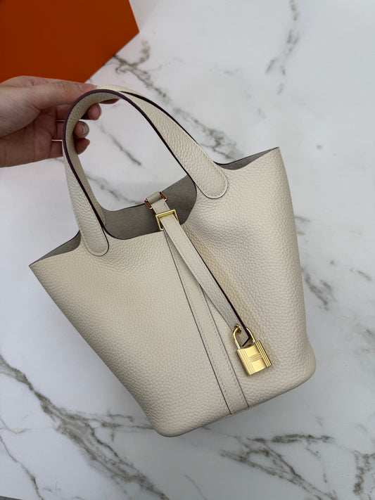 HERMES Picotin Lock 18 奶油白金扣 Nata GHW
