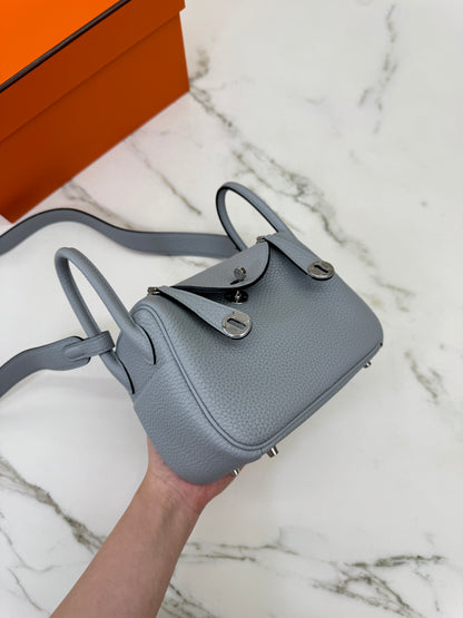 HERMES Mini Lindy II 木偶灰銀扣 TC Gris Platin PHW
