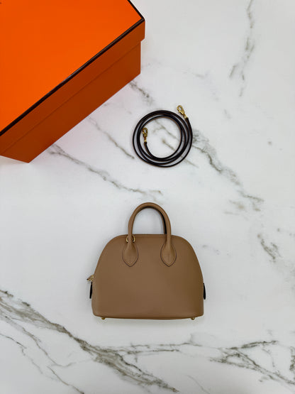 HERMES Mini Bolide 奶茶色金扣 Evercolor Chai GHW