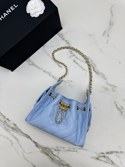 CHANEL Mini 25Bag 26A Baby Blue 亮金扣