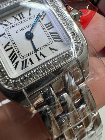 CARTIER 獵豹中號 天然真鑽 銀色