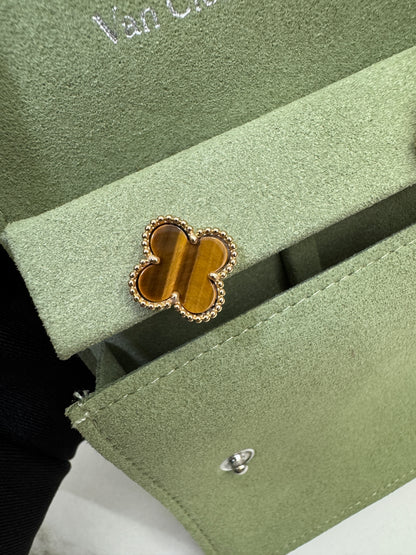 VCA Vintage Alhambra Earrings 虎眼石 Tiger Eye