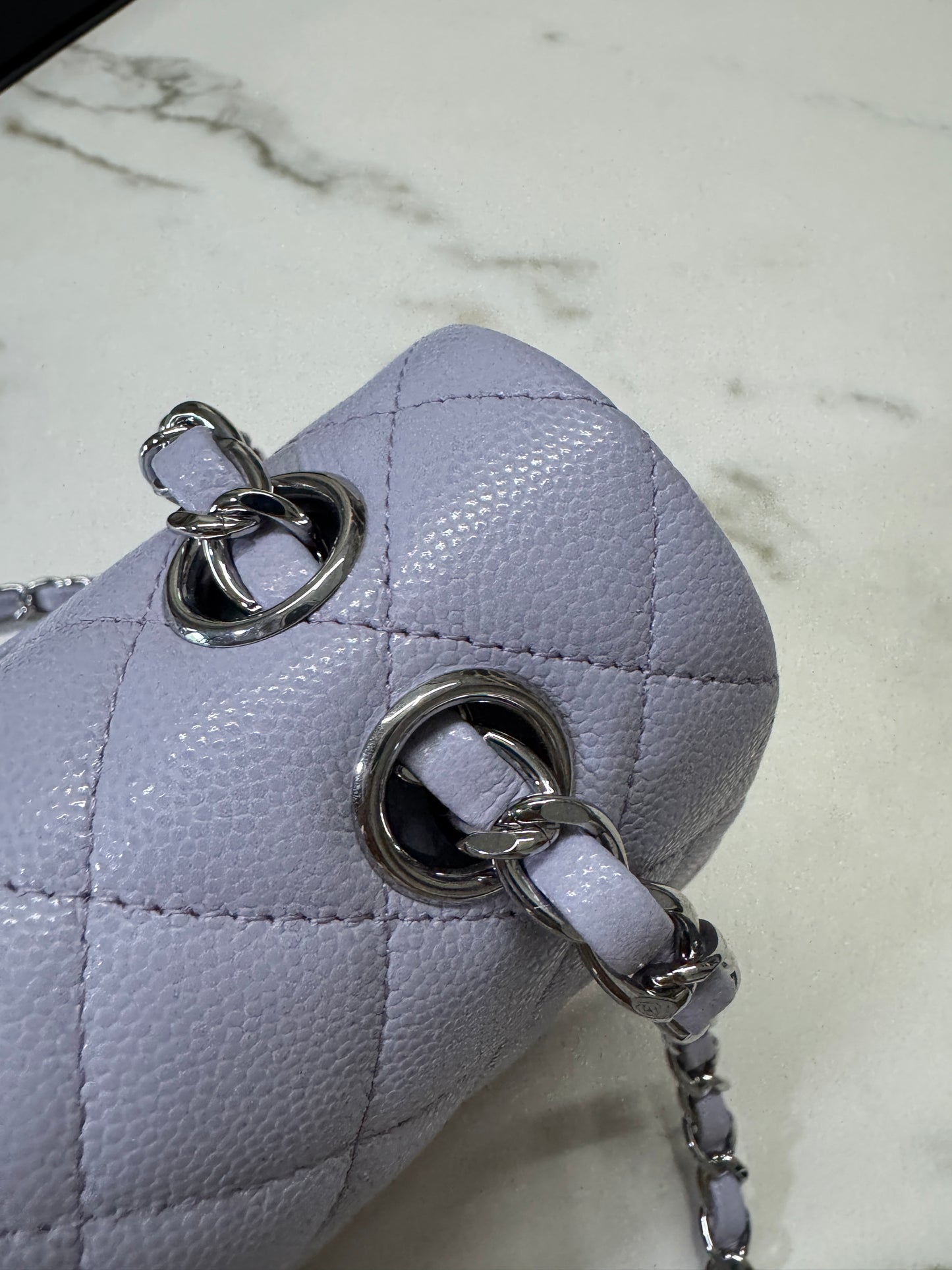 CHANEL CF25 Medium 21K香芋紫銀扣 牛皮 caviar