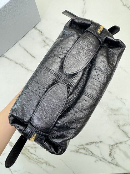 DIOR D-Journey Small 黑色油臘皮