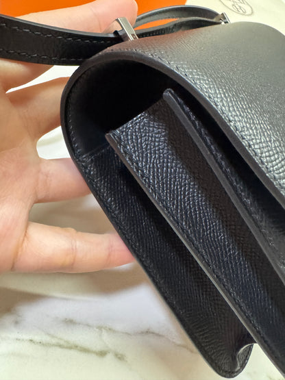 HERMES Mini Constance 新版 附鏡子 黑銀 Epsom PHW