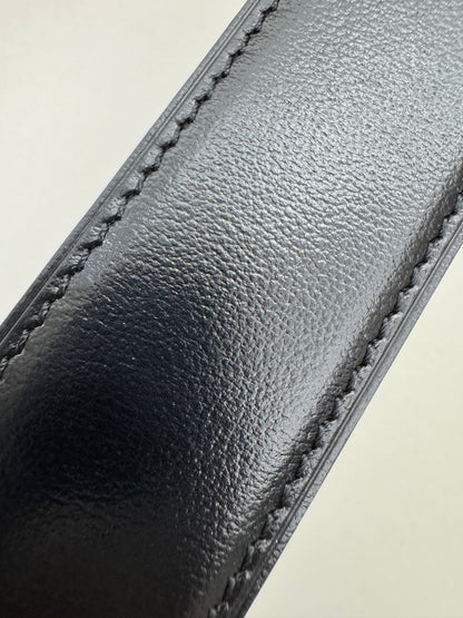 HERMES H au Carre 32mm 雙面皮帶 黑色拼烏木色