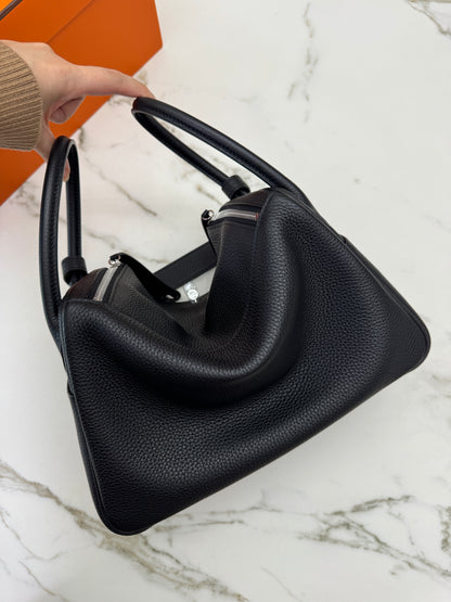 HERMES Lindy30 黑銀 TC Noir PHW