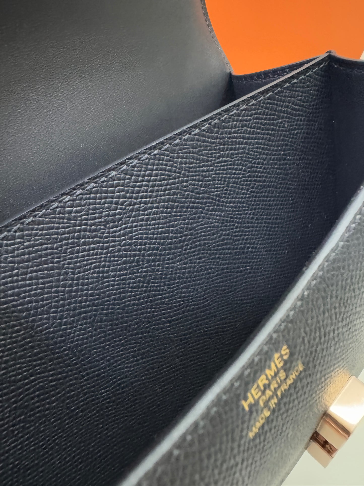 HERMES Mini Constance 黑色 玫瑰金扣 Epsom