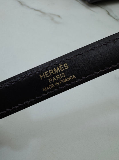 HERMES Kelly 25 烏木色Box皮金扣 外縫 Ebene Box Leather Seilier GHW