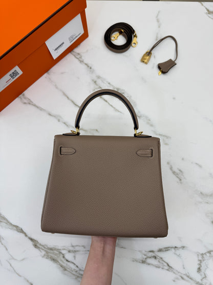HERMES Kelly 25 斑鳩灰金扣 內縫 Togo 81 Gris Tourterelle GHW