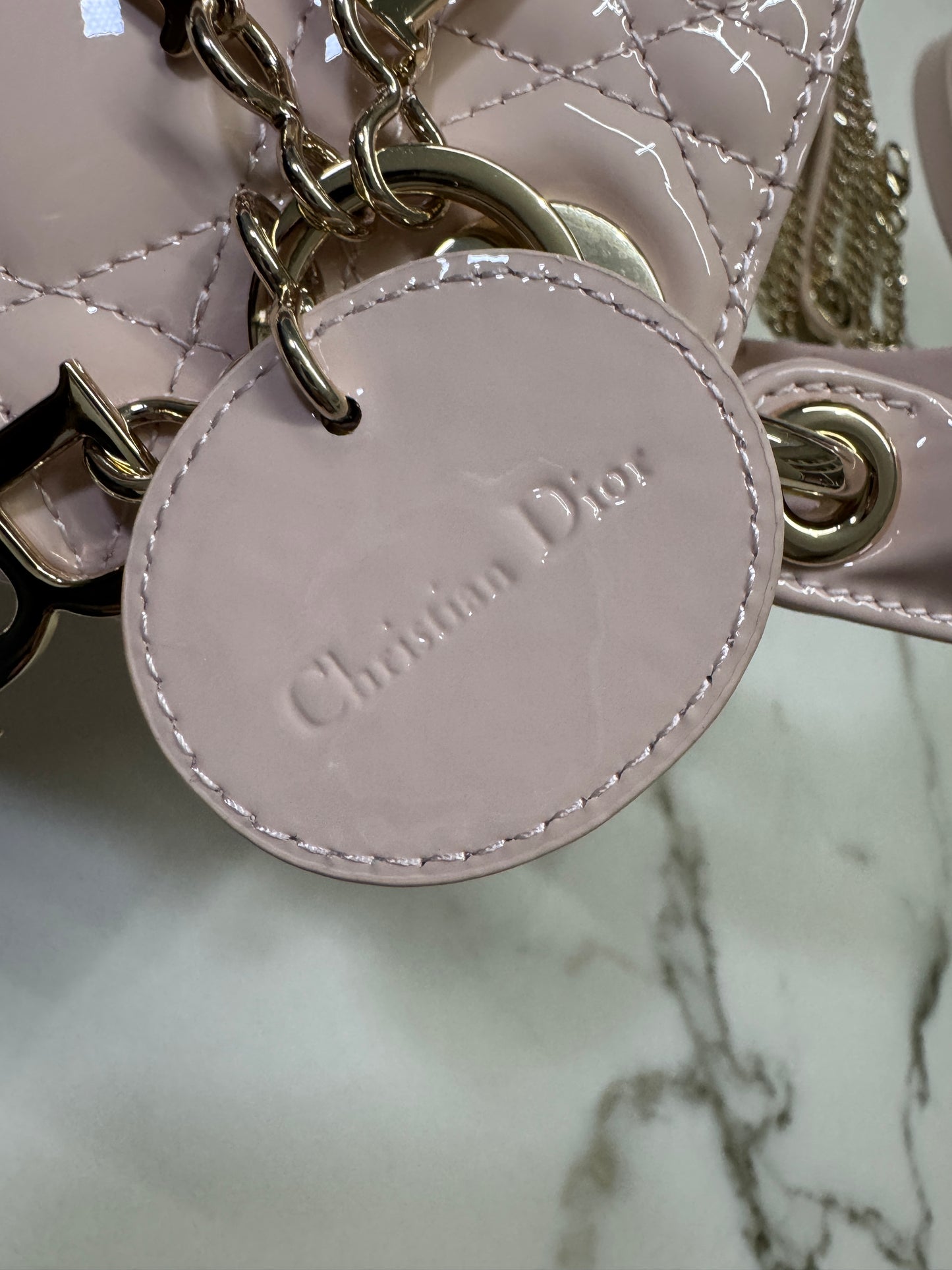 DIOR Lady Mini 三格 漆皮 淡粉 light Pink