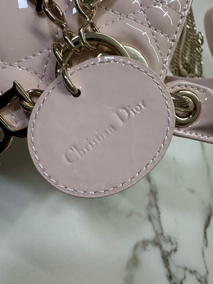 DIOR Lady Mini 三格 漆皮 淡粉 light Pink