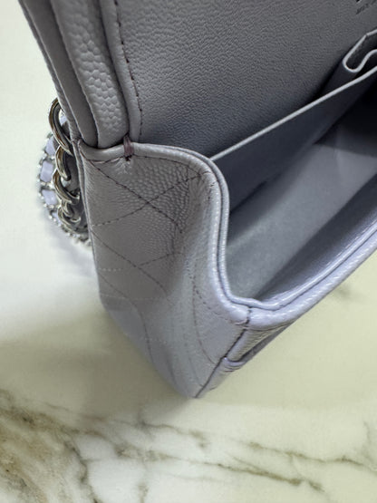 CHANEL CF25 Medium 21K香芋紫銀扣 牛皮 caviar