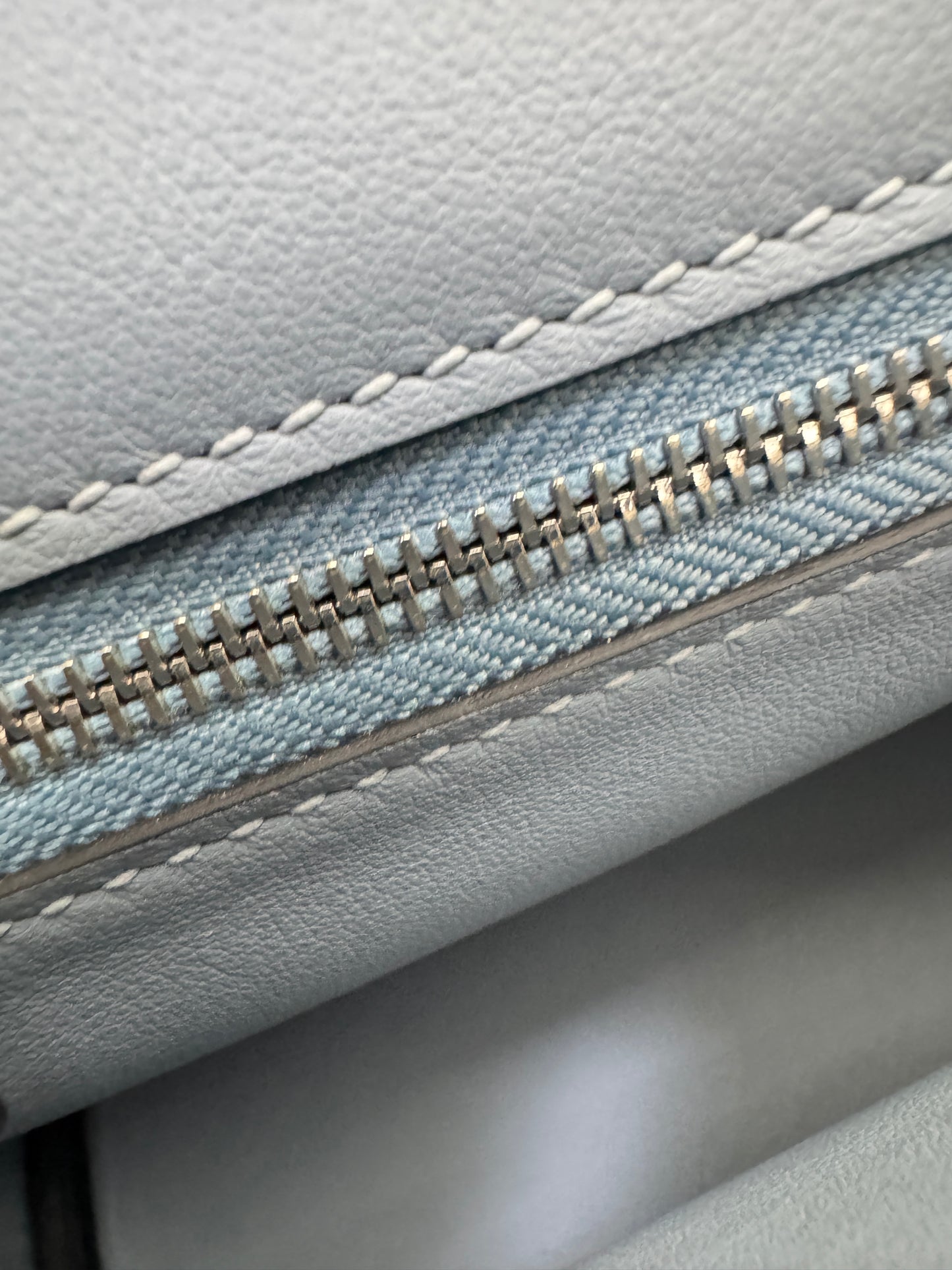 HERMES Mini 2424 亞麻藍銀扣 Evercolor Blue Lin PHW