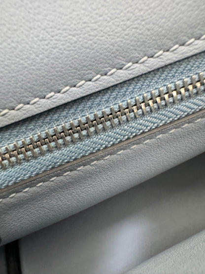 HERMES Mini 2424 亞麻藍銀扣 Evercolor Blue Lin PHW