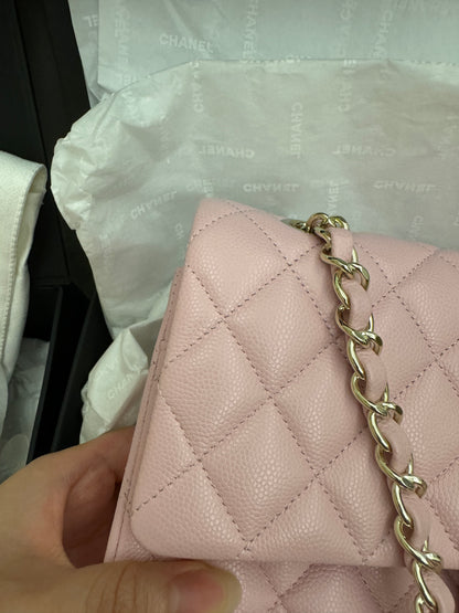 CHANEL CF25 24S櫻花粉牛皮 淺金扣 ［獨家］