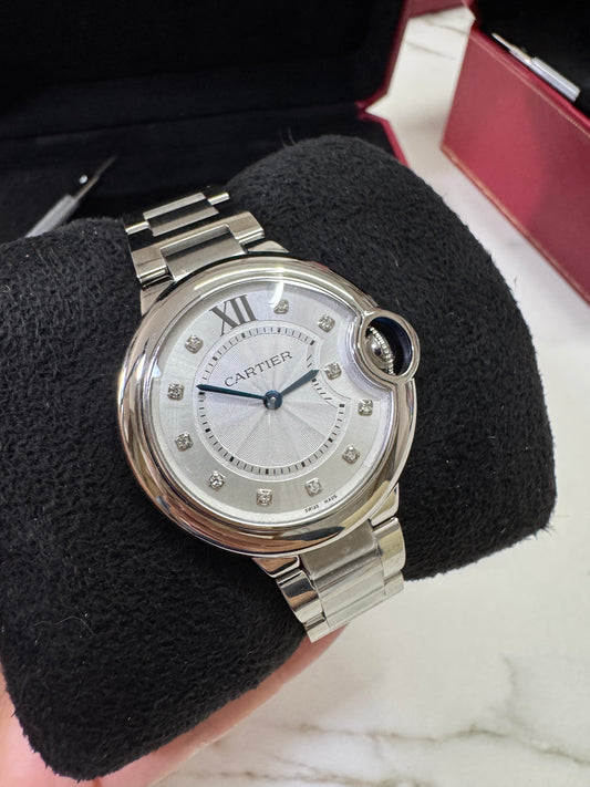 CARTIER Blue Balloon 33mm 鑽石盤【天然真鑽】