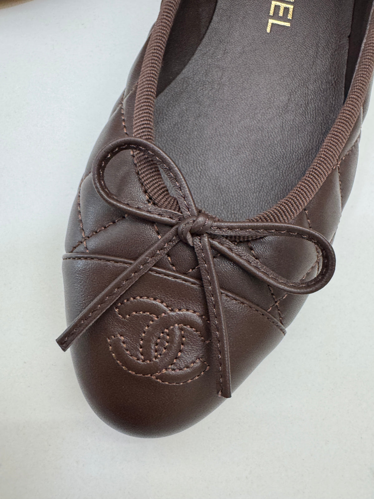CHANEL 26A 菱格芭蕾舞鞋 巧克力色