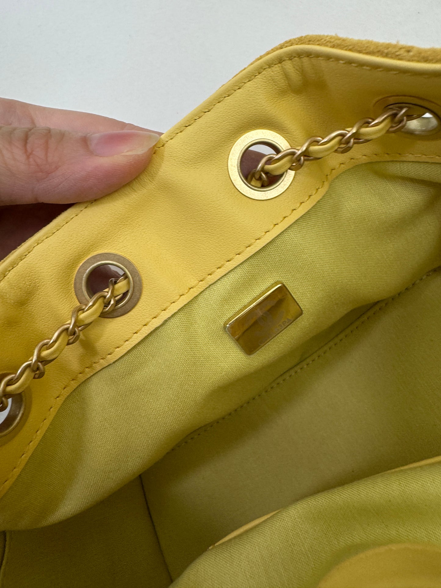 CHANEL Mini 25Bag 麂皮黃色