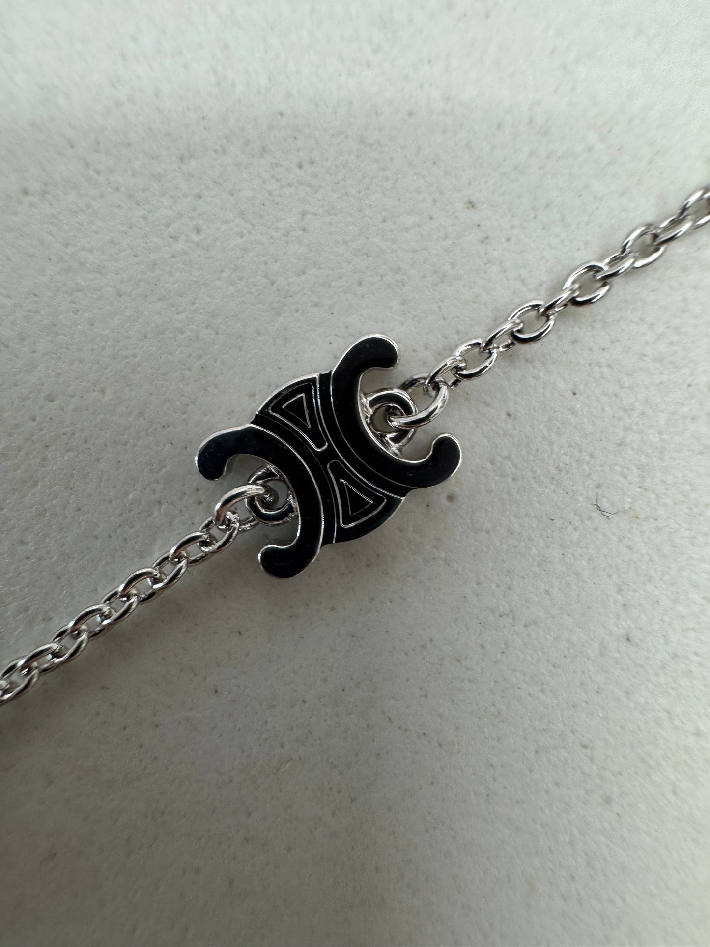 CELINE 凱旋門五花Logo手鏈 銀色