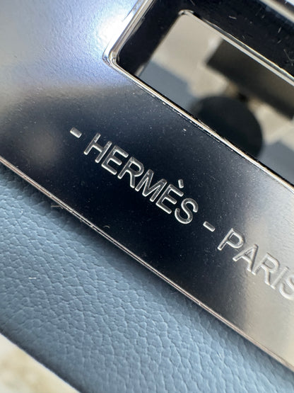 HERMES Mini 2424 亞麻藍銀扣 Evercolor Blue Lin PHW