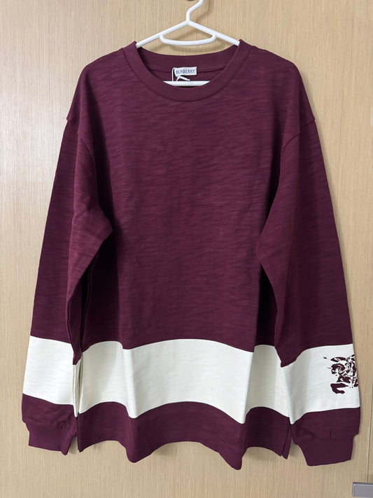 BURBERRY 紫紅色 竹節棉長袖