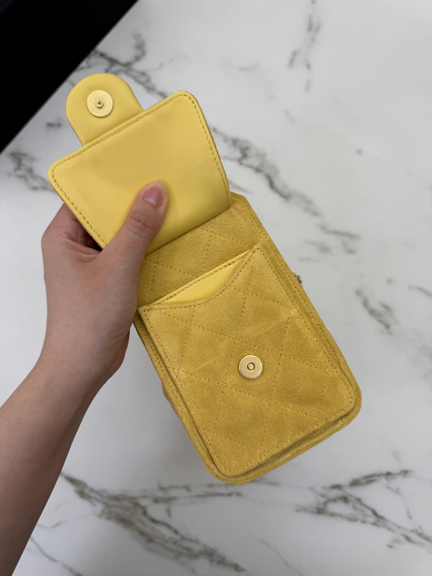 CHANEL Mini 25Bag 麂皮黃色
