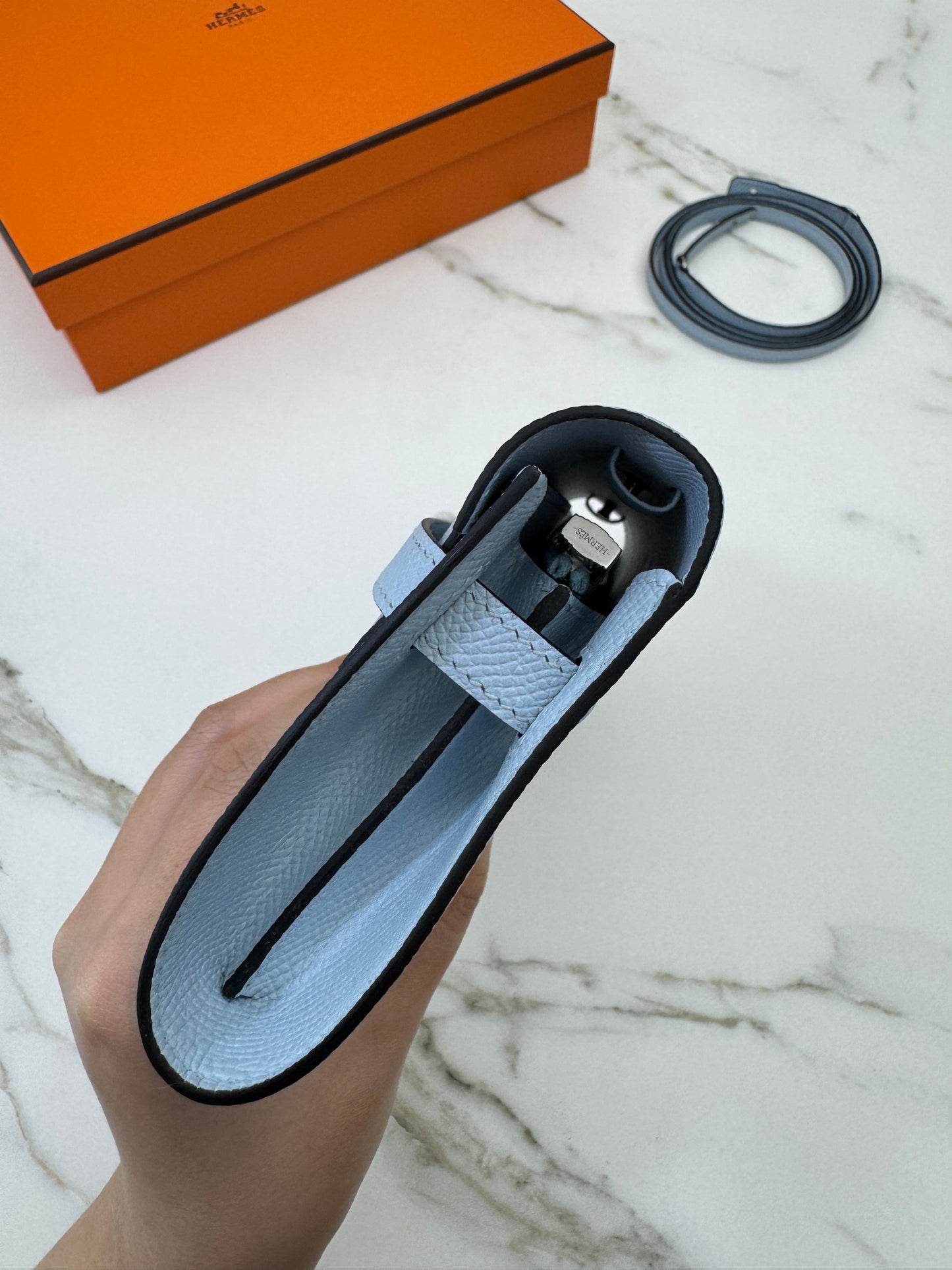 HERMES Kelly to-go 聖杯藍 08 Blue Pale Epsom PHW