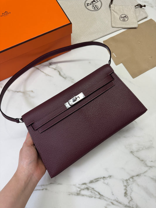 HERMES Kelly Elan 山羊皮 愛馬仕紅 Rough H PHW