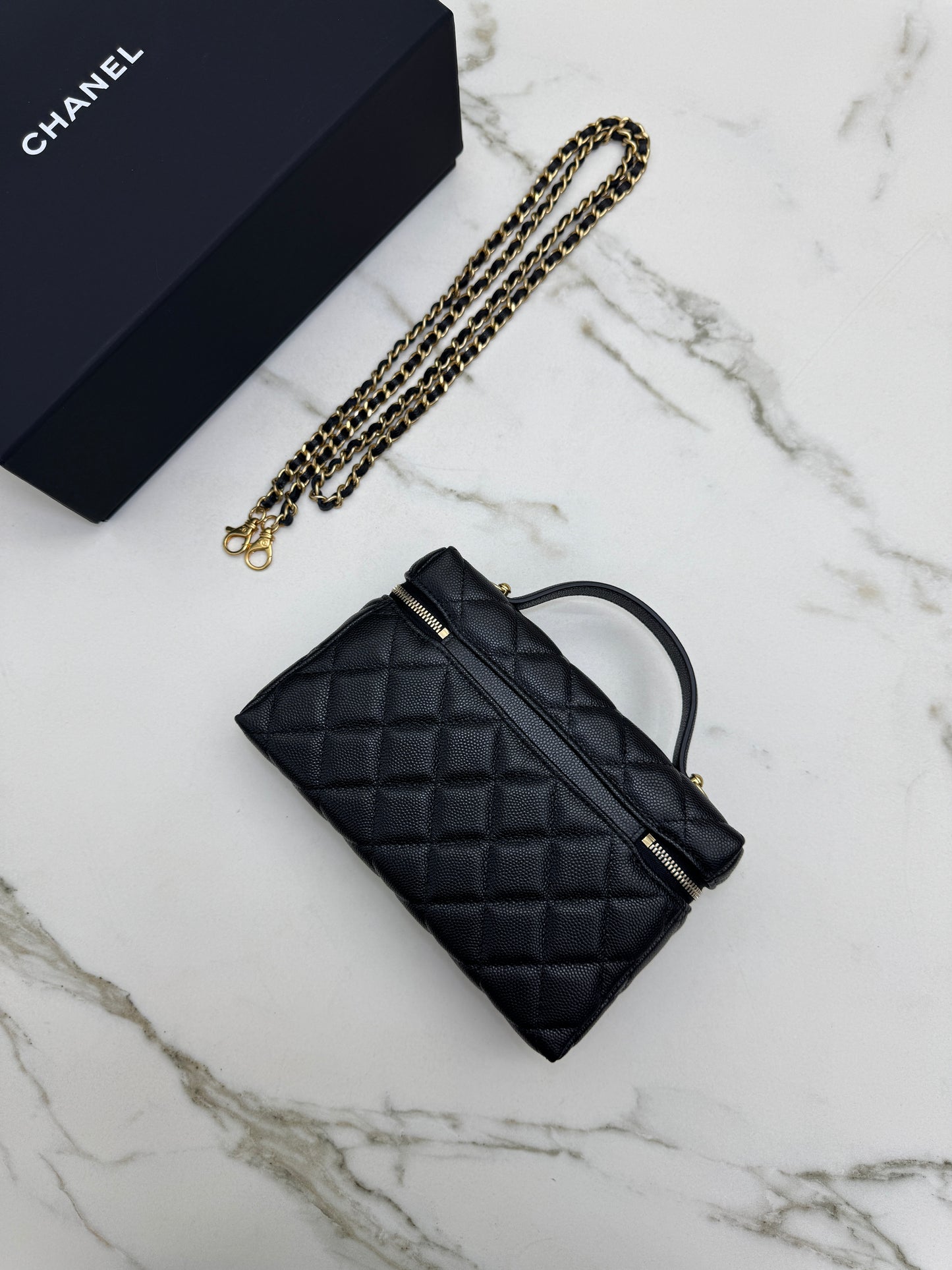 CHANEL 25P 拉絲金扣 LP盒子包