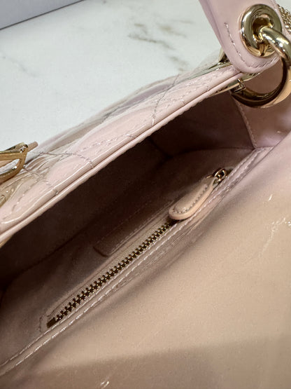 DIOR Lady Mini 三格 漆皮 淡粉 light Pink