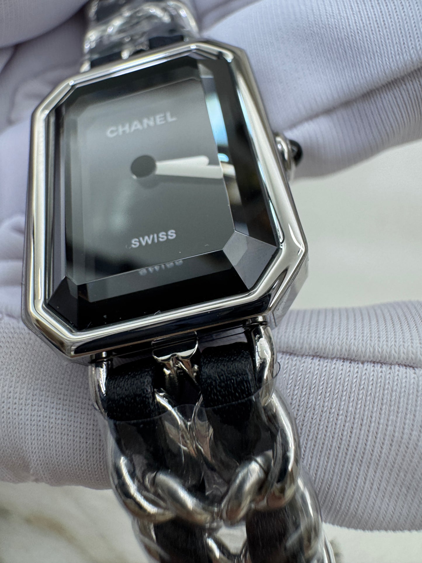 CHANEL 小方糖手錶 黑銀