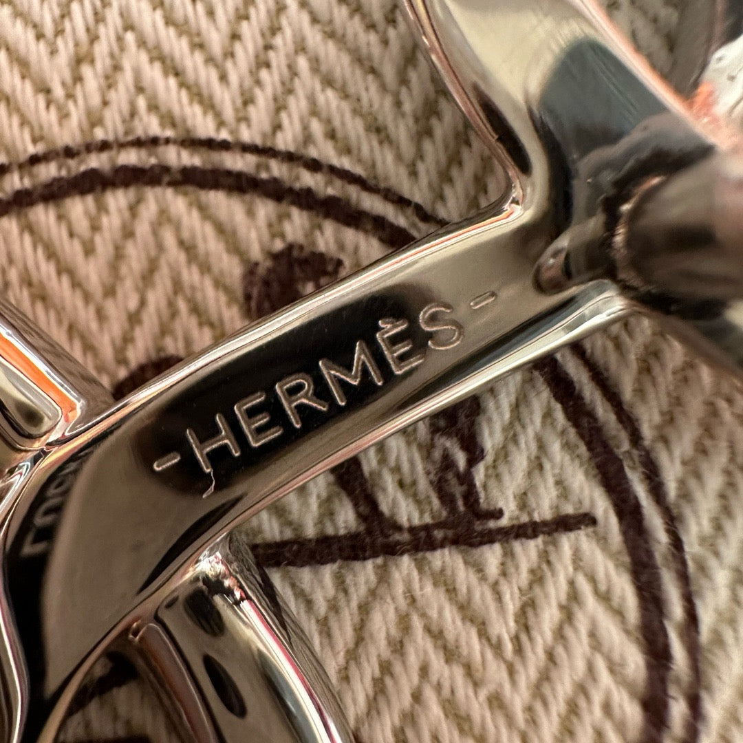 HERMES Cursives 雙面皮帶 黑/金棕色 24mm 金扣/銀扣