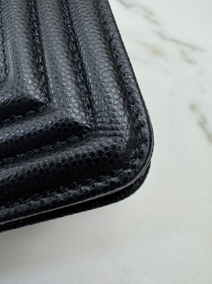 CHANEL Leboy 20cm 黑銀荔枝牛皮