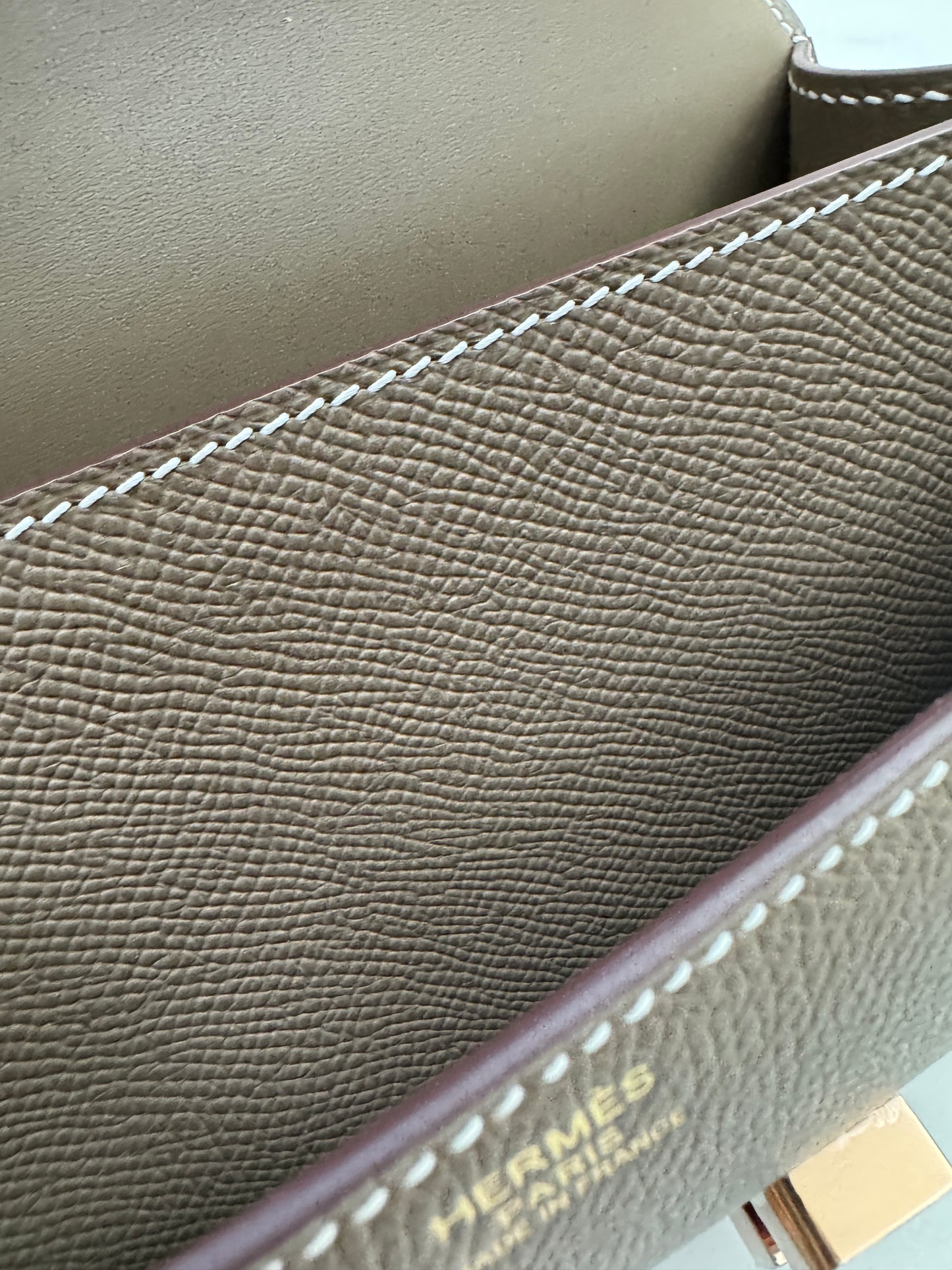 HERMES Mini Constance 大象灰 Epsom 玫瑰金扣