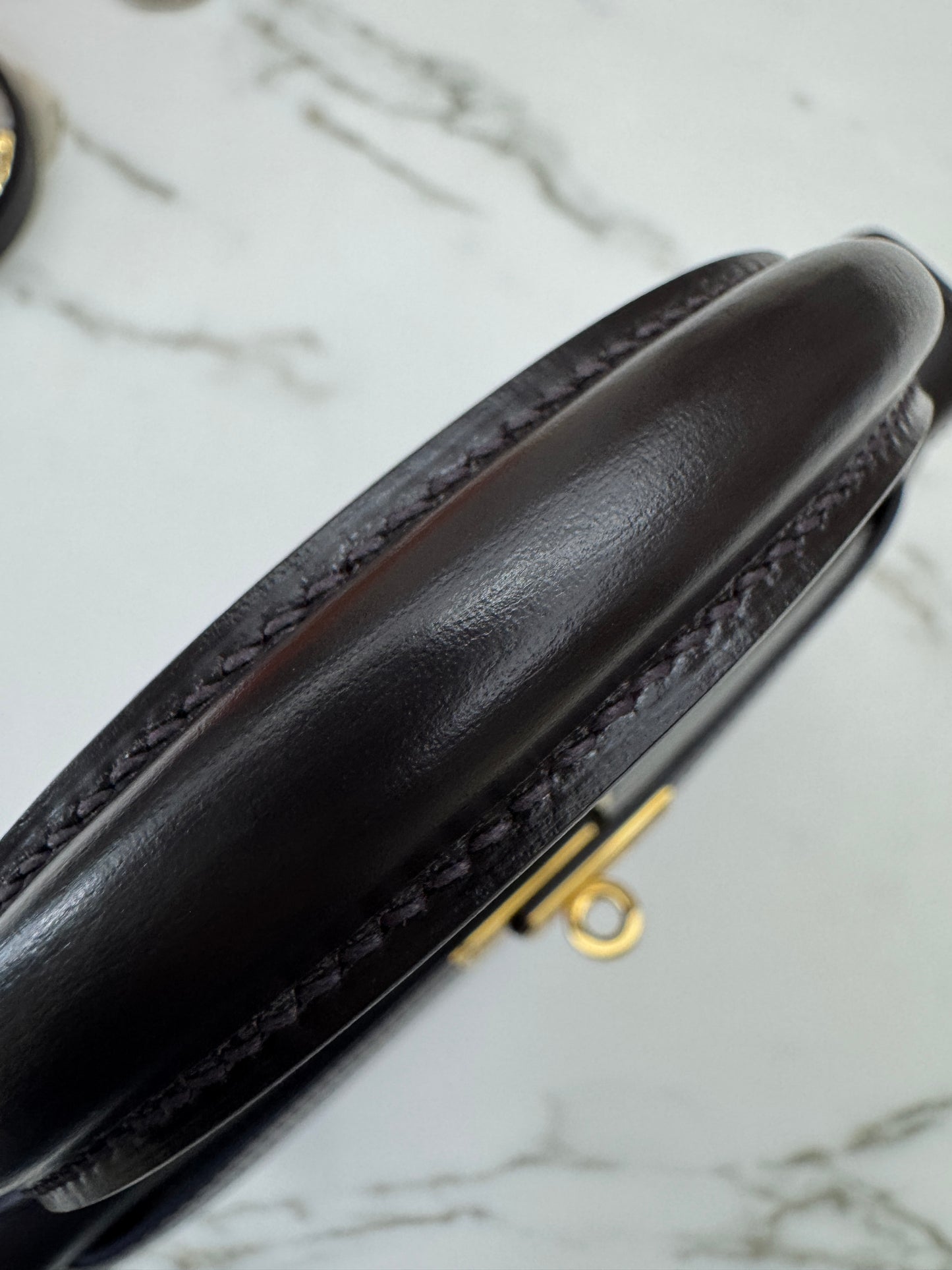 HERMES Kelly 25 烏木色Box皮金扣 外縫 Ebene Box Leather Seilier GHW