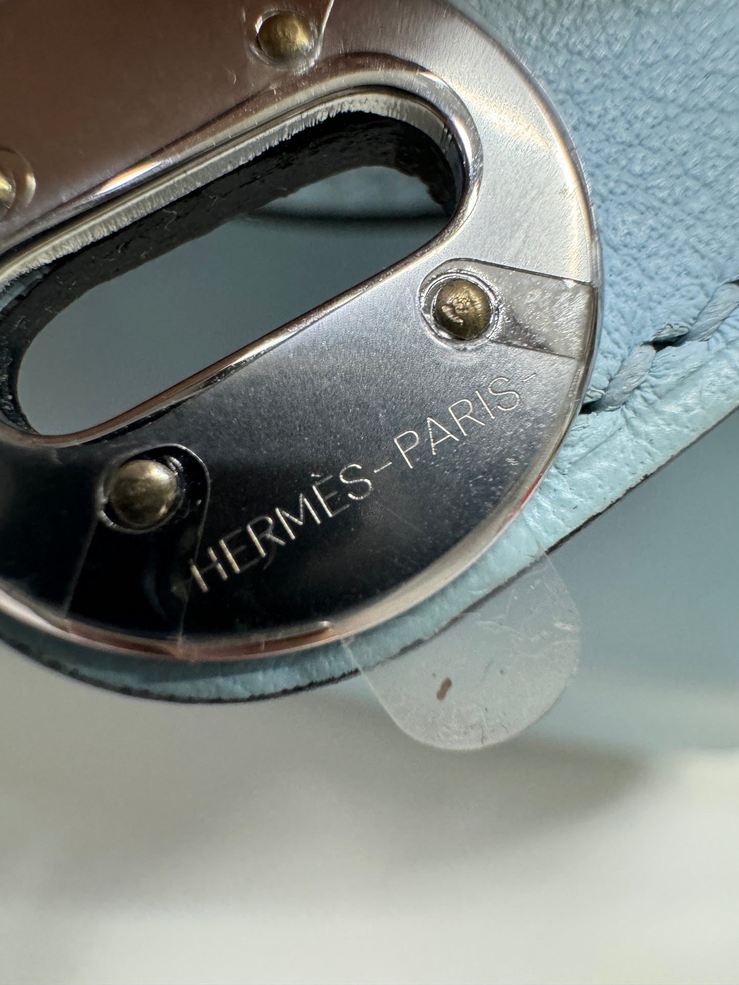 HERMES Mini Lindy 霧霾藍T0 銀扣 swift