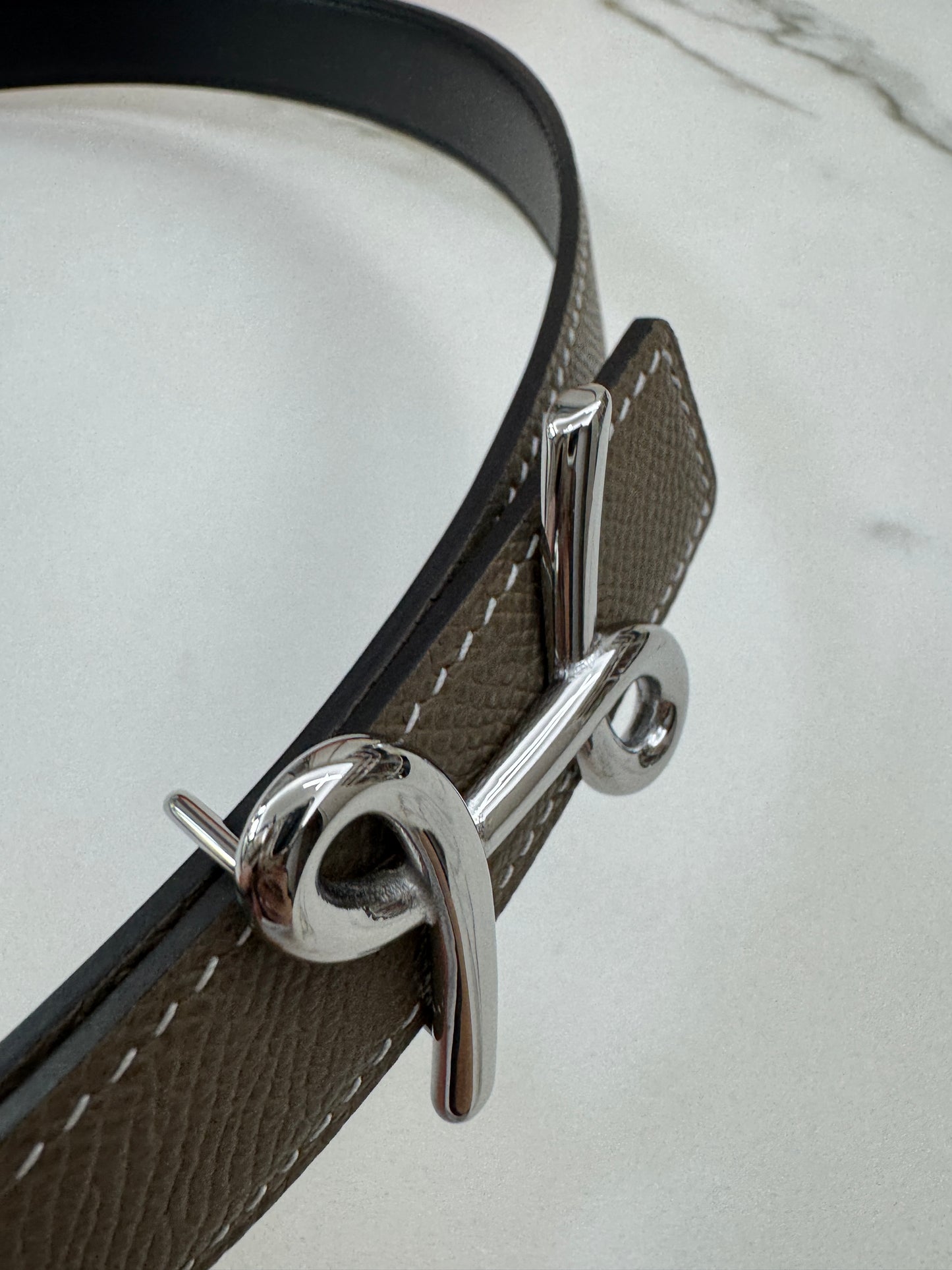 HERMES Cursives 皮帶 大象灰Epsom