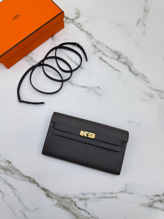 HERMES Kelly to-go 錫器灰金扣 Epsom