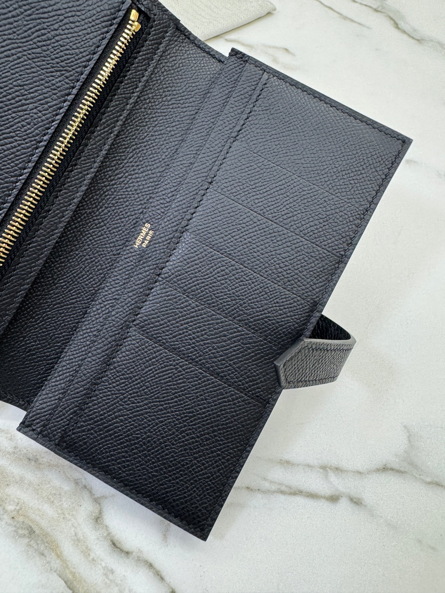 HERMES Bearn Wallet 長款 黑色金扣 Epsom