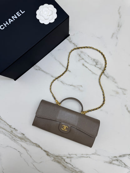 CHANEL 26A 蜥蜴壓紋 灰色Clutch
