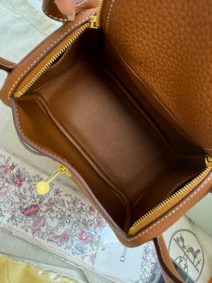 HERMES Mini Lindy 金棕金扣 Gold TC GHD