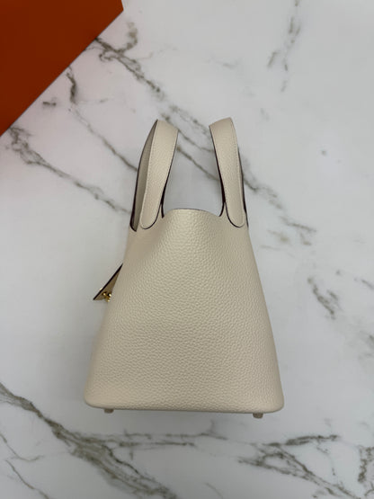 HERMES Picotin Lock 18 奶油白金扣 Nata GHW