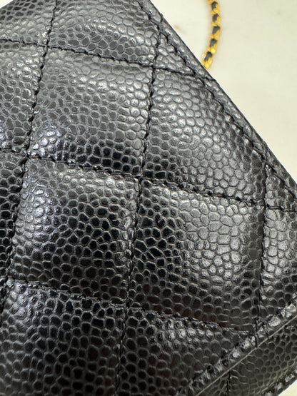 CHANEL Wallet On Chain 黑金牛 新版旋轉扣woc