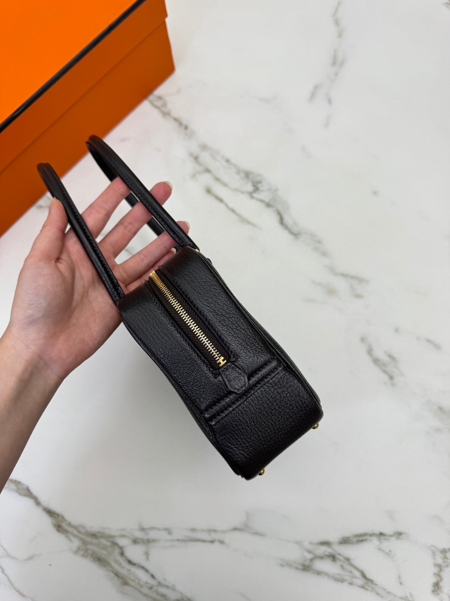 HERMES Mini Plume 一代 烏木色金扣 山羊皮 Ubene GHW Chevre Mysore