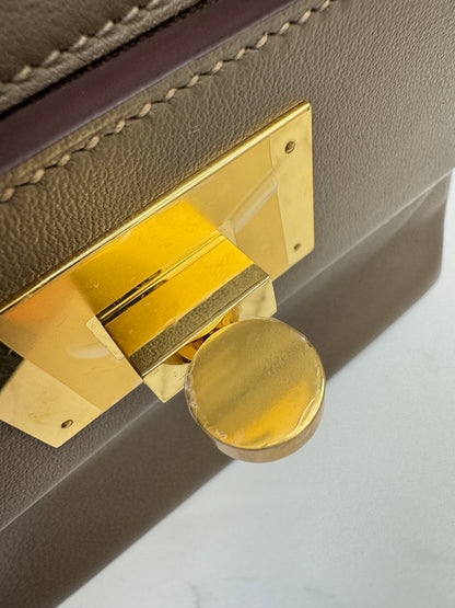 HERMES Mini 2424 大象灰金扣 Evercolor Etoupe GHW