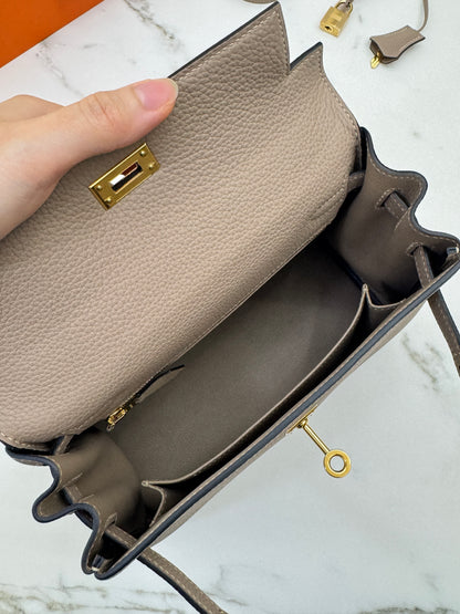 HERMES Kelly 25 斑鳩灰金扣 內縫 Togo 81 Gris Tourterelle GHW
