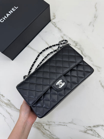 CHANEL CF25 Medium 黑銀牛